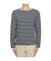 Saint James Striped Embroidered Cotton T-shirt In Blue