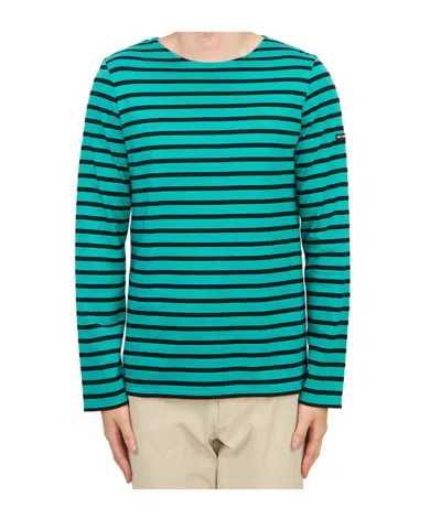 Saint James Striped Graphic T-shirt In Green