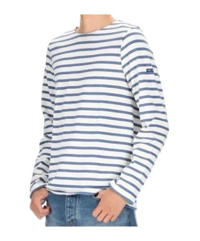 Saint James Striped Graphic T-shirt In Blue