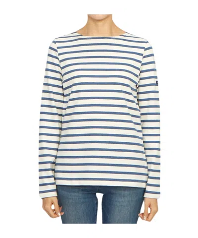 Saint James Striped Graphic T-shirt In Blue