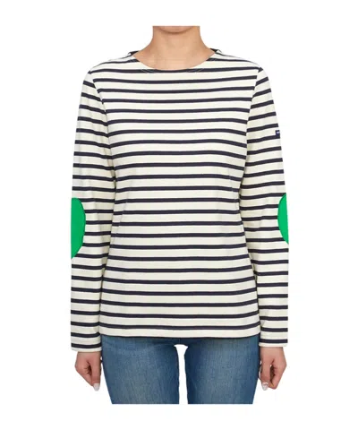 Saint James Striped Graphic T-shirt In Black