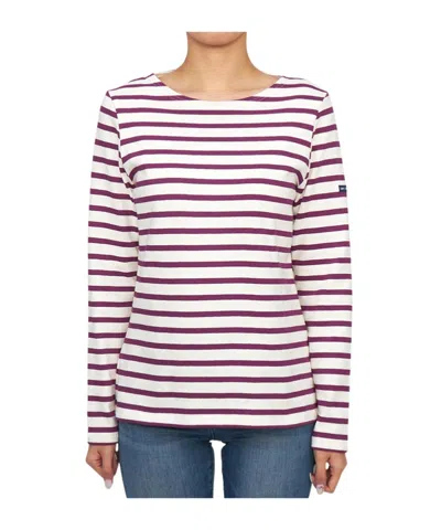 Saint James Striped Graphic T-shirt In Red