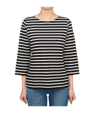 Saint James Striped Graphic T-shirt In Black