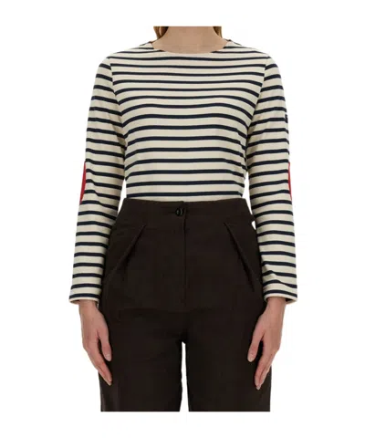 Saint James Striped Graphic T-shirt In Gray