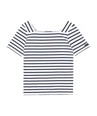 Saint James Striped Graphic T-shirt In Black