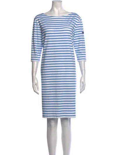 Pre-owned Saint James Striped Knee-length Dress W/ Tags In Blue/white
