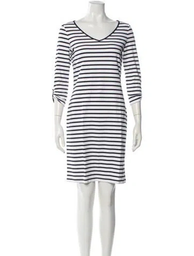 Pre-owned Saint James Striped Mini Dress In White