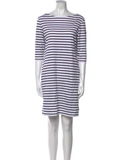 Pre-owned Saint James Striped Mini Dress In White