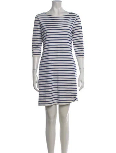 Pre-owned Saint James Striped Mini Dress In White