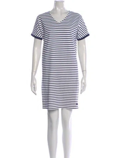 Pre-owned Saint James Striped Mini Dress In White