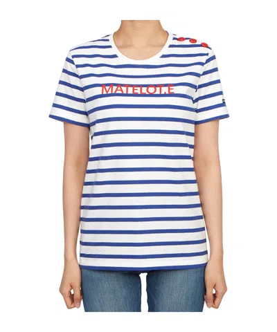 Saint James Striped Printed T-shirt In Blue