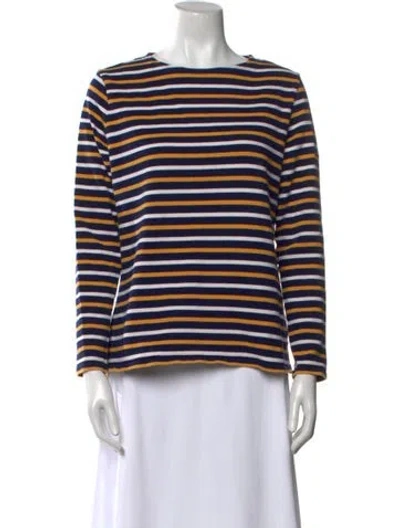 Pre-owned Saint James Striped Scoop Neck Top In Blue