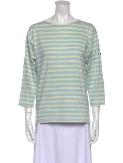 Pre-owned Saint James Striped Scoop Neck Top In Blue