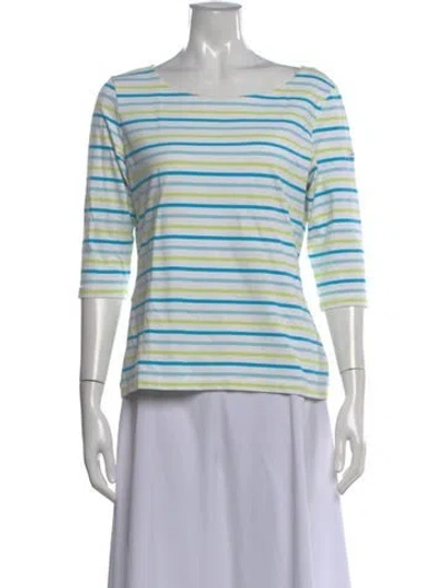 Pre-owned Saint James Striped Scoop Neck Top In Blue