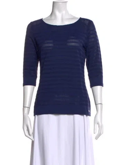 Pre-owned Saint James Striped Scoop Neck Top In Blue