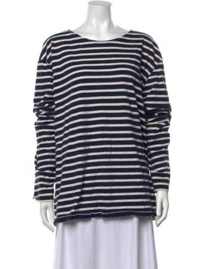Pre-owned Saint James Striped Scoop Neck Top In Blue/white