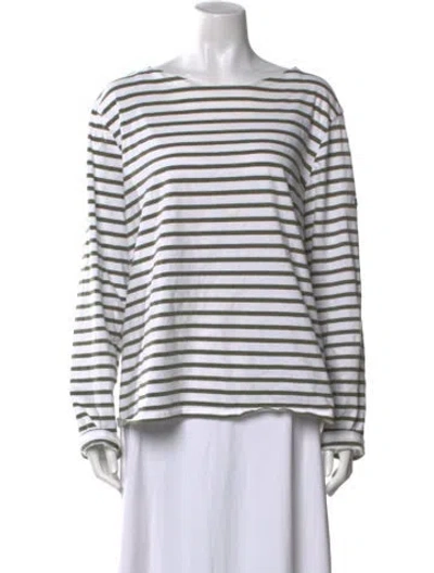 Pre-owned Saint James Striped Scoop Neck Top In White