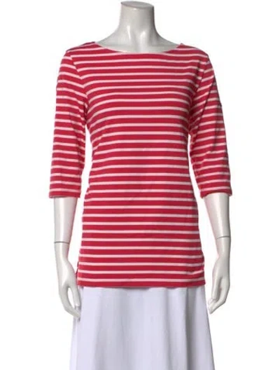 Pre-owned Saint James Striped Scoop Neck T-shirt In Pink