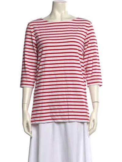 Pre-owned Saint James Striped Scoop Neck T-shirt In Red