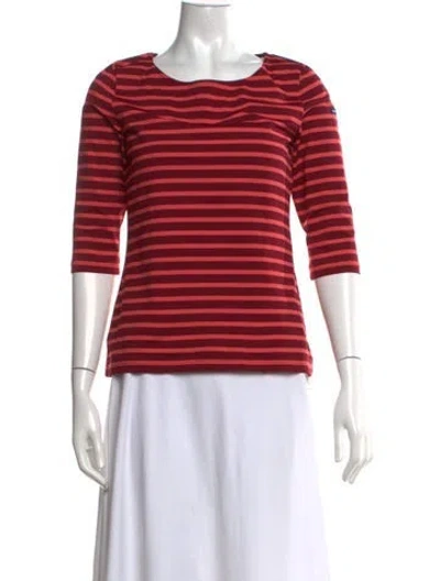 Pre-owned Saint James Striped Scoop Neck T-shirt In Red