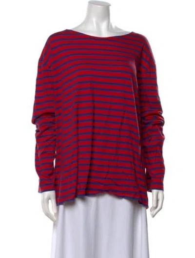 Pre-owned Saint James Striped Scoop Neck T-shirt In Red