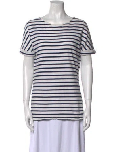 Pre-owned Saint James Striped Scoop Neck T-shirt In White