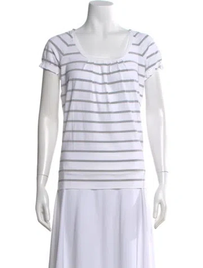 Pre-owned Saint James Striped Scoop Neck T-shirt In White