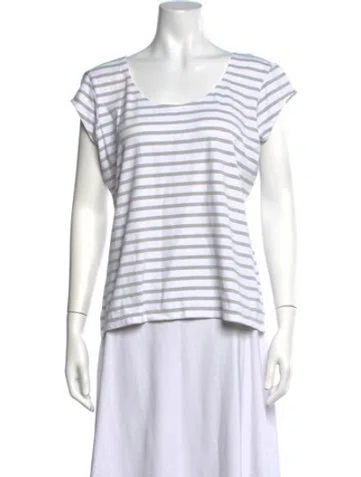 Pre-owned Saint James Striped Scoop Neck T-shirt In White