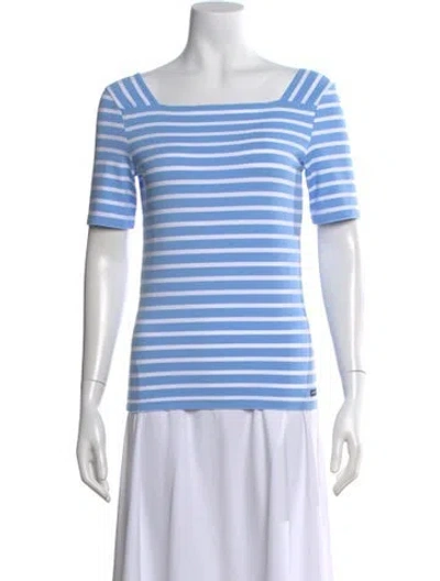 Pre-owned Saint James Striped Square Neckline T-shirt In Blue