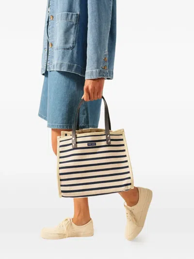 Saint James Striped Tote Bag In Neutral