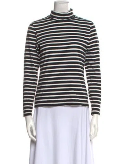 Pre-owned Saint James Striped Turtleneck Top In Black