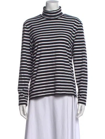 Pre-owned Saint James Striped Turtleneck Top In Blue