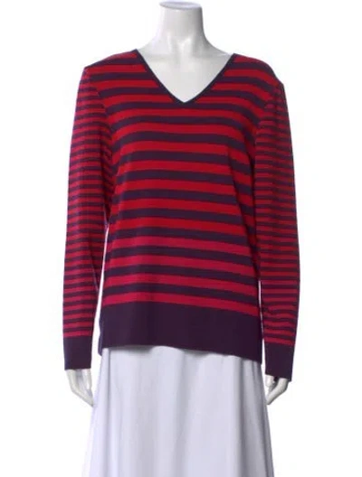 Pre-owned Saint James Striped V-neck Sweater In Red