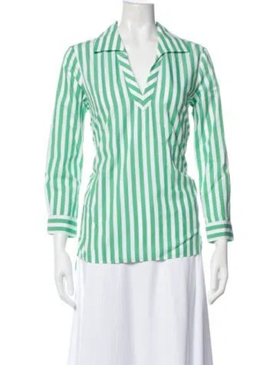 Pre-owned Saint James Striped V-neck Top In Blue