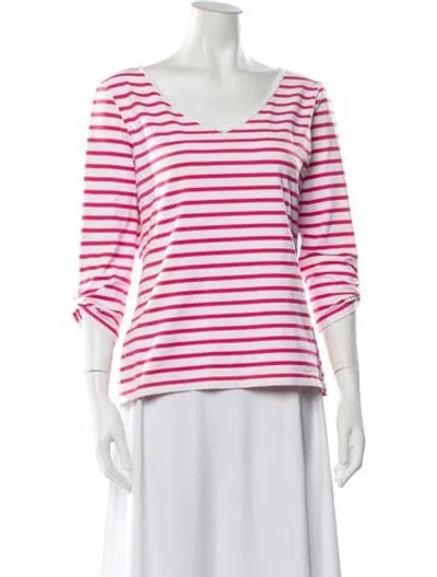 Pre-owned Saint James Striped V-neck T-shirt In Red/white