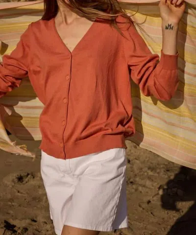 Saint James Tavira V Neck Cardigan In Argile Clay In Multi