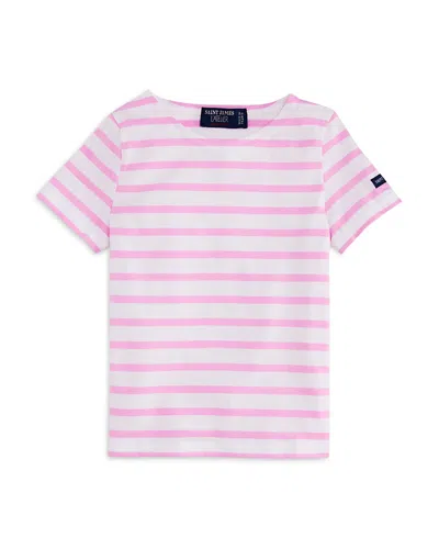 Saint James Unisex Breton Striped Short Sleeve Top - Little Kid, Big Kid In Pink