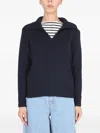 Saint James V-neck Navy-collar Sweater In Blue
