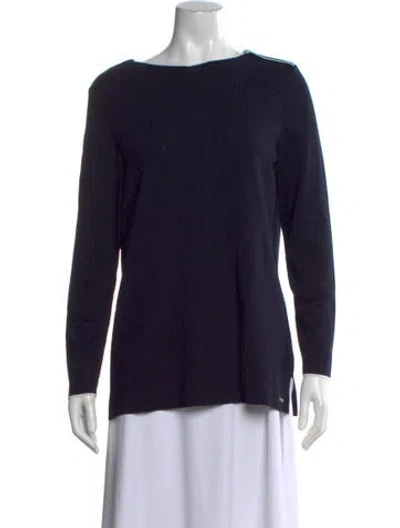 Pre-owned Saint James Virgin Wool Bateau Neckline Top In Blue