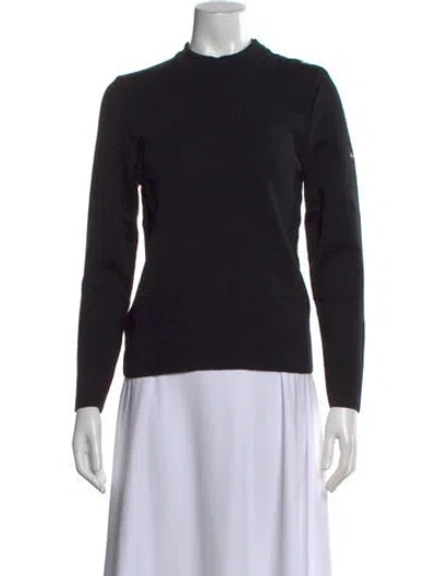 Pre-owned Saint James Virgin Wool Mock Neck Sweater In Black
