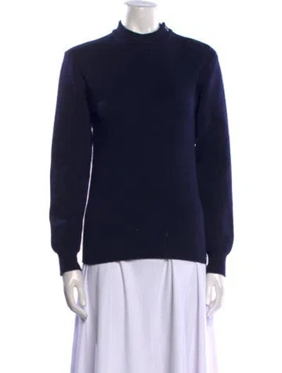 Pre-owned Saint James Virgin Wool Mock Neck Sweater In Blue