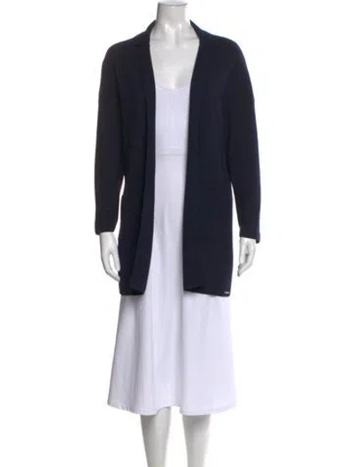 Pre-owned Saint James Virgin Wool Open Front Sweater In Blue