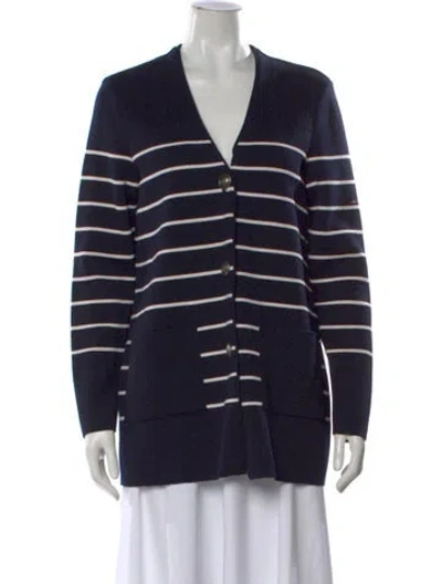 Pre-owned Saint James Virgin Wool Striped Sweater In Blue
