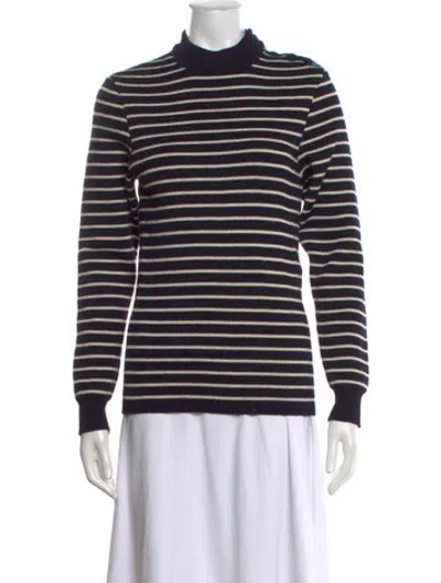 Pre-owned Saint James Virgin Wool Striped Sweater In Blue
