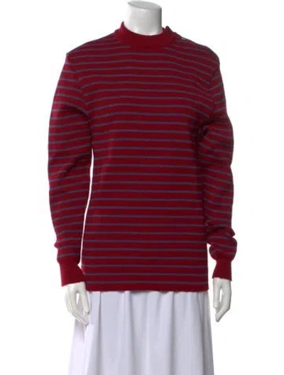Pre-owned Saint James Virgin Wool Striped Sweater In Red