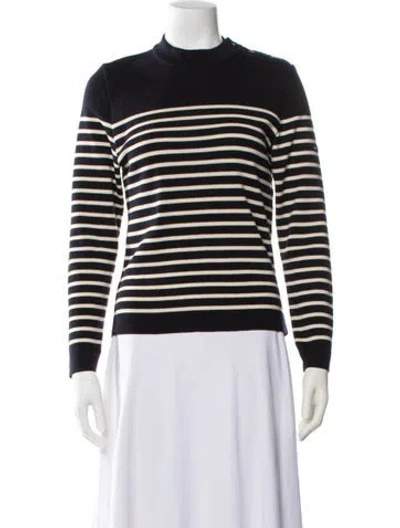 Pre-owned Saint James Virgin Wool Striped Sweatshirt In Black