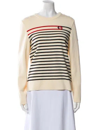 Pre-owned Saint James Virgin Wool Striped Sweatshirt In Neutral