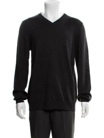 Pre-owned Saint James V-neck Long Sleeve Pullover In Gray