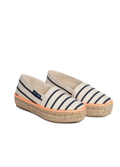 Saint James Women's Platform Espadrilles In Ecru/navy/basket In White