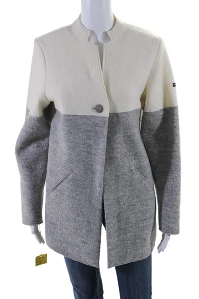 Saint James Womens Wool Textured Collar Open Front Jacket Gray In Grey